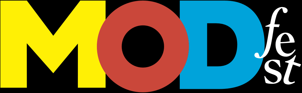 A graphic with colored letters that spell MODfest